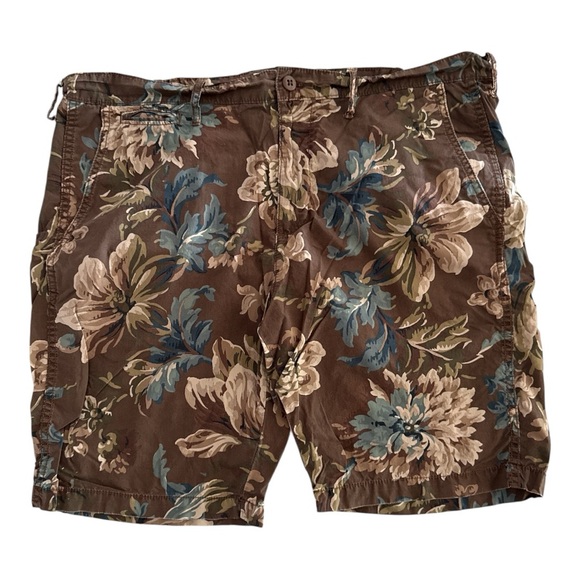 Ralph Lauren Brown and Blue Flat Front Floral Shorts - Picture 2 of 3